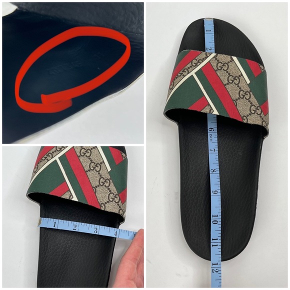 RARE Print! Gucci Style Beige Web Print GG Supreme Canvas Rubber Slide Sandals - Picture 16 of 16